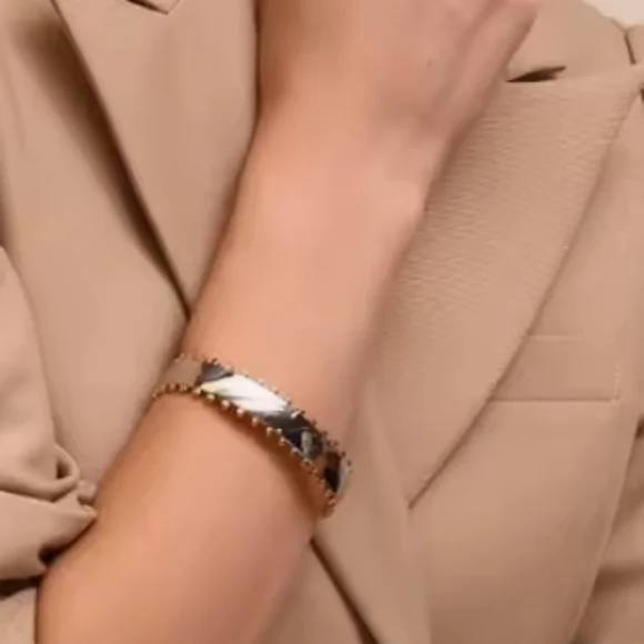 Anthropologie Dual Tone 18k Gold- Plated Ss Silver Gold Cuff Bracelet | NWOT - Picture 3 of 10